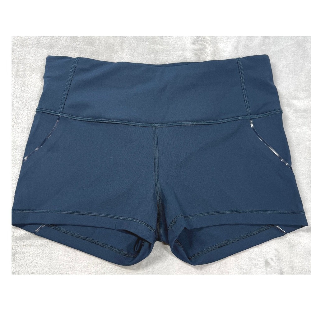 Lululemon Quick Pace Shorts 2.5 Teal Blue Running Shorts Size 6 LW7AELS